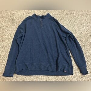 Faherty Navy Zip-Neck Cotton Pullover Sweatshirt Sweater Button Up 1/4 Mens Blue